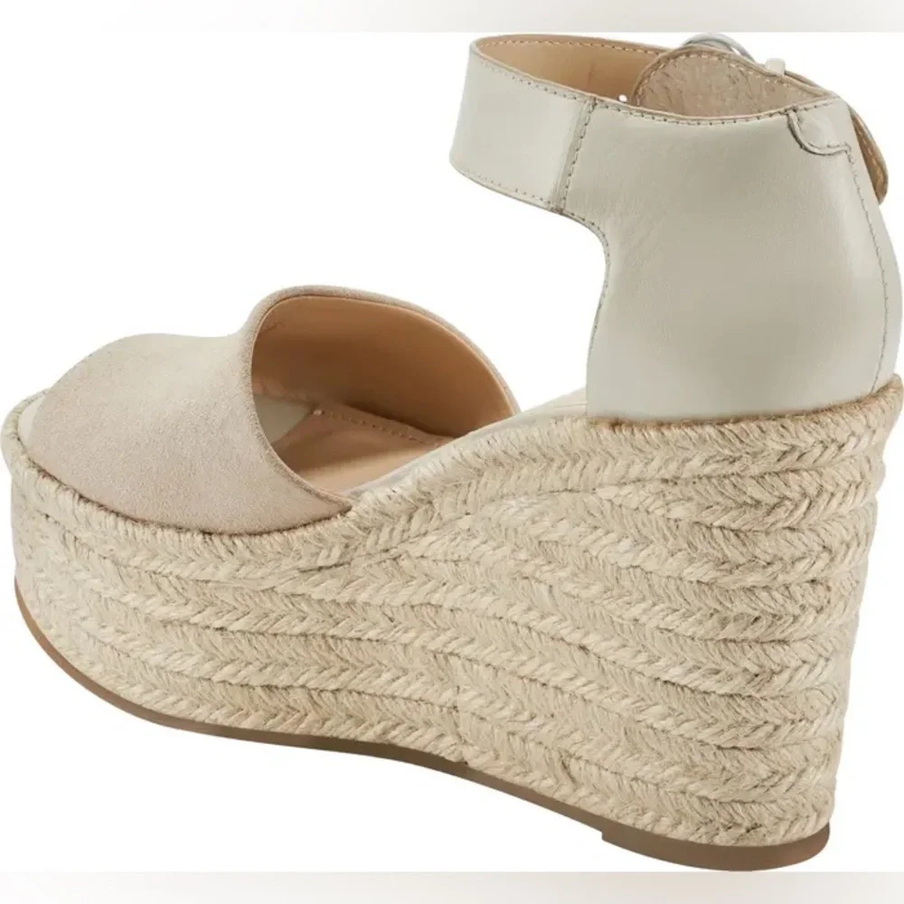 Marc Fisher LTD Genuine Leather Espadrille Platform Sandals